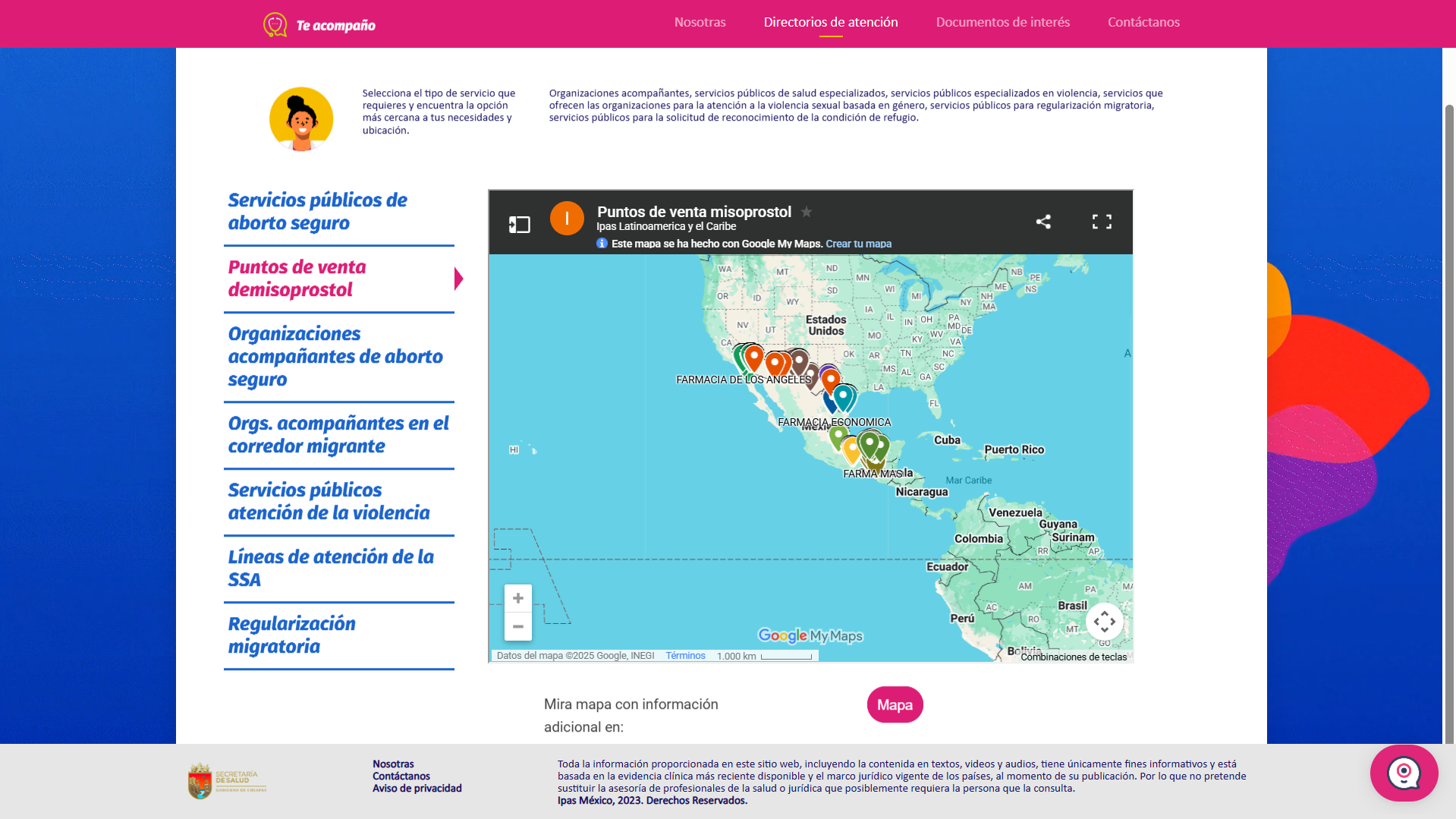 Salud reproductiva para migrantes | Sitio web con chatbot