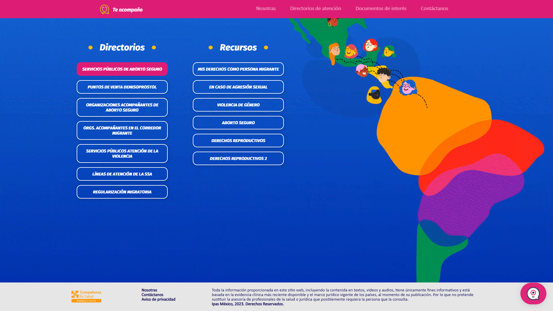 Salud reproductiva para migrantes | Sitio web con chatbot